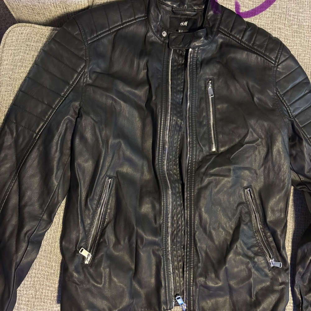 H&M Men's Black Faux Leather Jacket